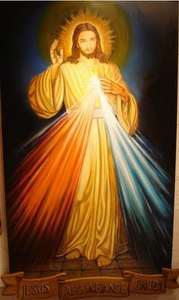 Tableau de la Miséricorde Divine 1943 -157*89 lin et bois