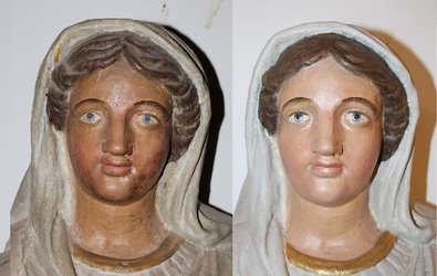 Notre Dame du Rosaire avant après restauration visage 15 06 2018